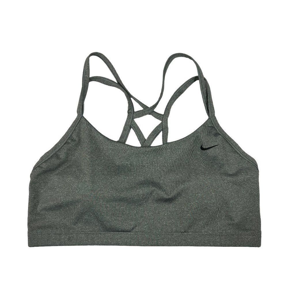 Nike Sports Bra Women's Size XL Gray Dri-Fit Strappy Low Impact Training Bra - Picture 1 of 9